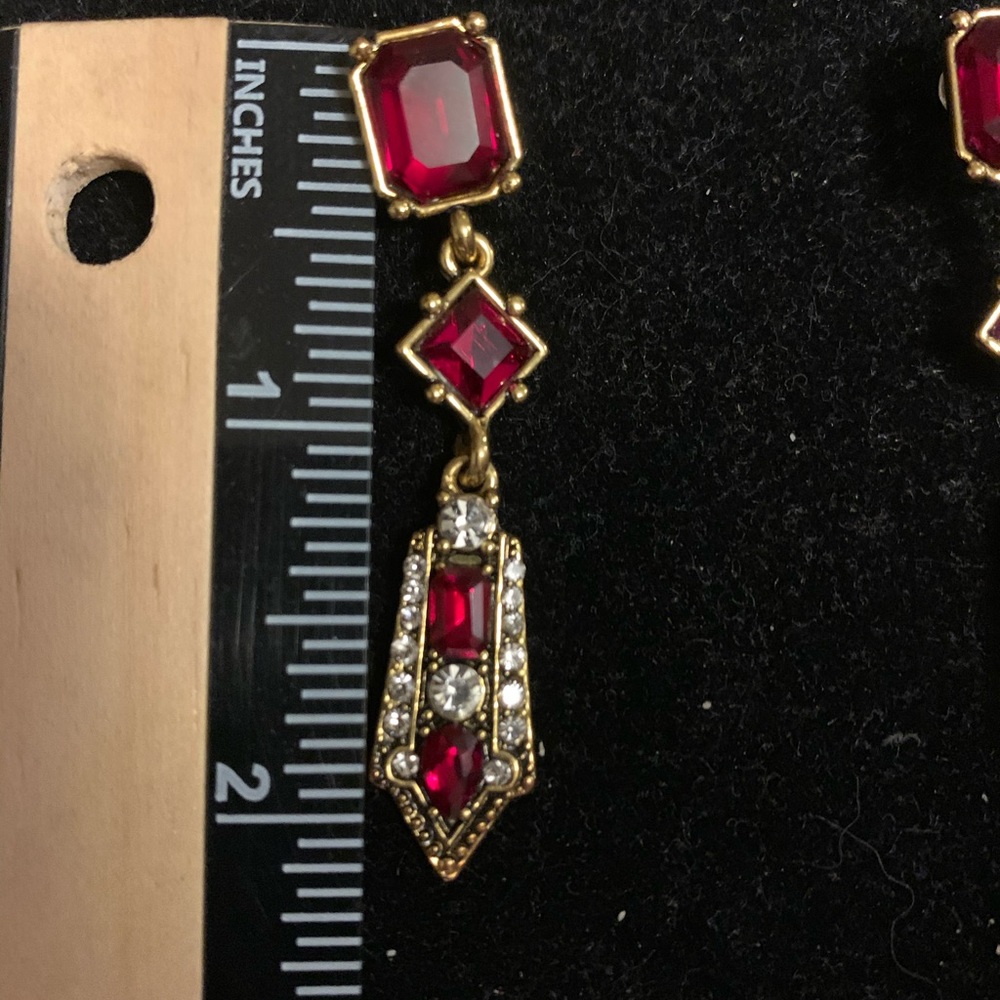 Faux ruby earrings - Picture 4 of 6